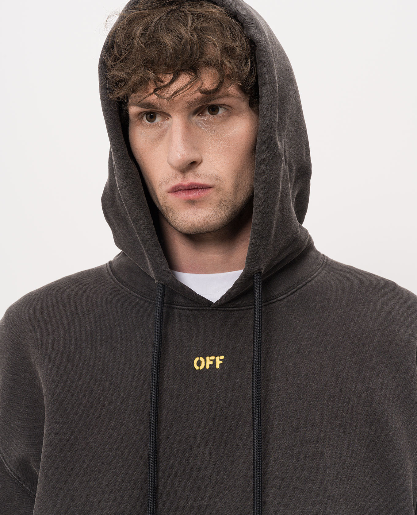 Black hoodie with Fallen Caravaggio print Off-White 5
