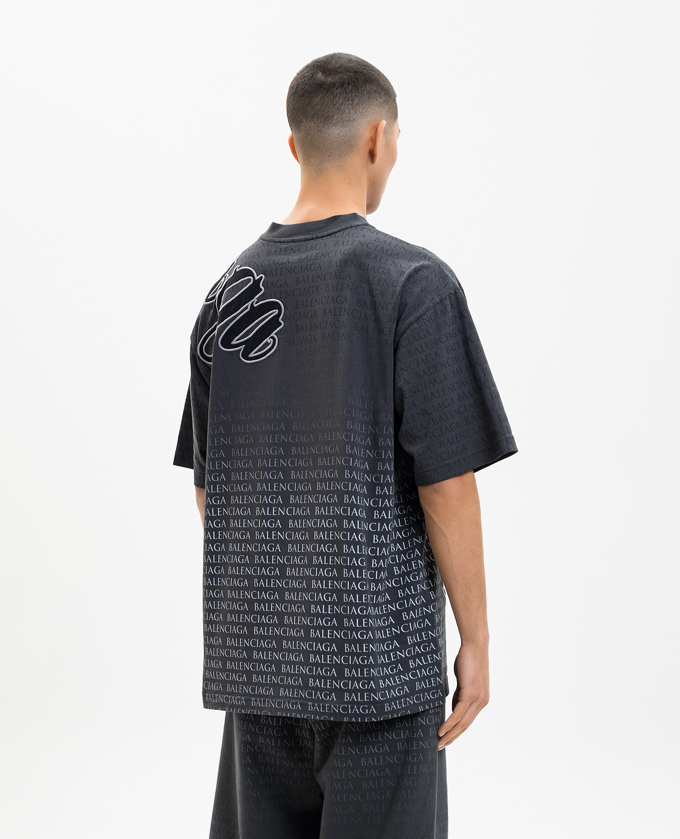 Big B gray T-shirt with logo print Balenciaga 4