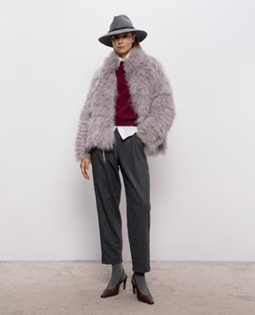 Simonetta Ravizza Giap gray reversible jacket with fur F06JA424MG3