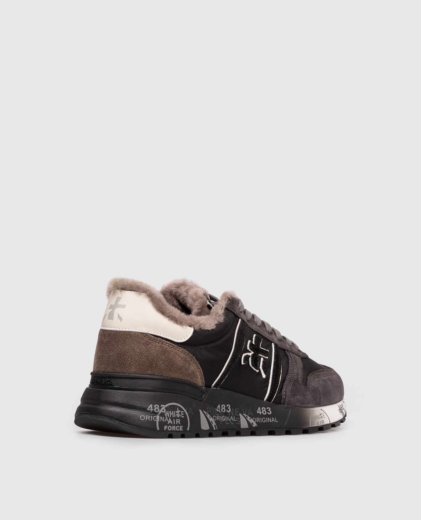 

Black LANDER combination sneakers with fur Premiata