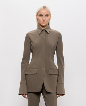 Thierry Mugler Khaki wool shirt jacket 26F1VE04831035