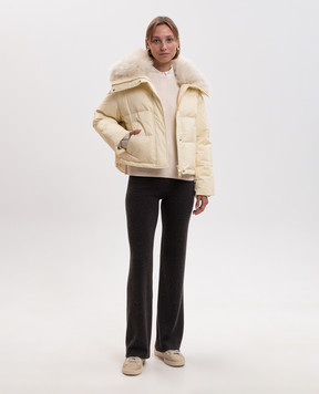 Yves Salomon Army Yellow down jacket with fur 26WFV01960U04W