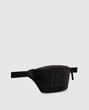 Dolce&Gabbana Children's black belt bag with textured monogram EM0072A0567