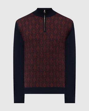 Stefano Ricci Blue wool, silk and cashmere patterned jumper KE08015L01E25371