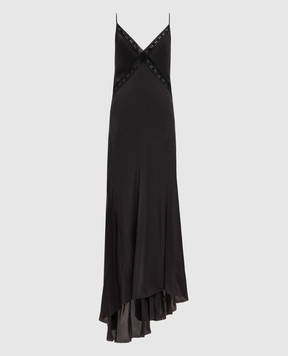 Ann Demeulemeester Lala black silk maxi dress B0013950FA731