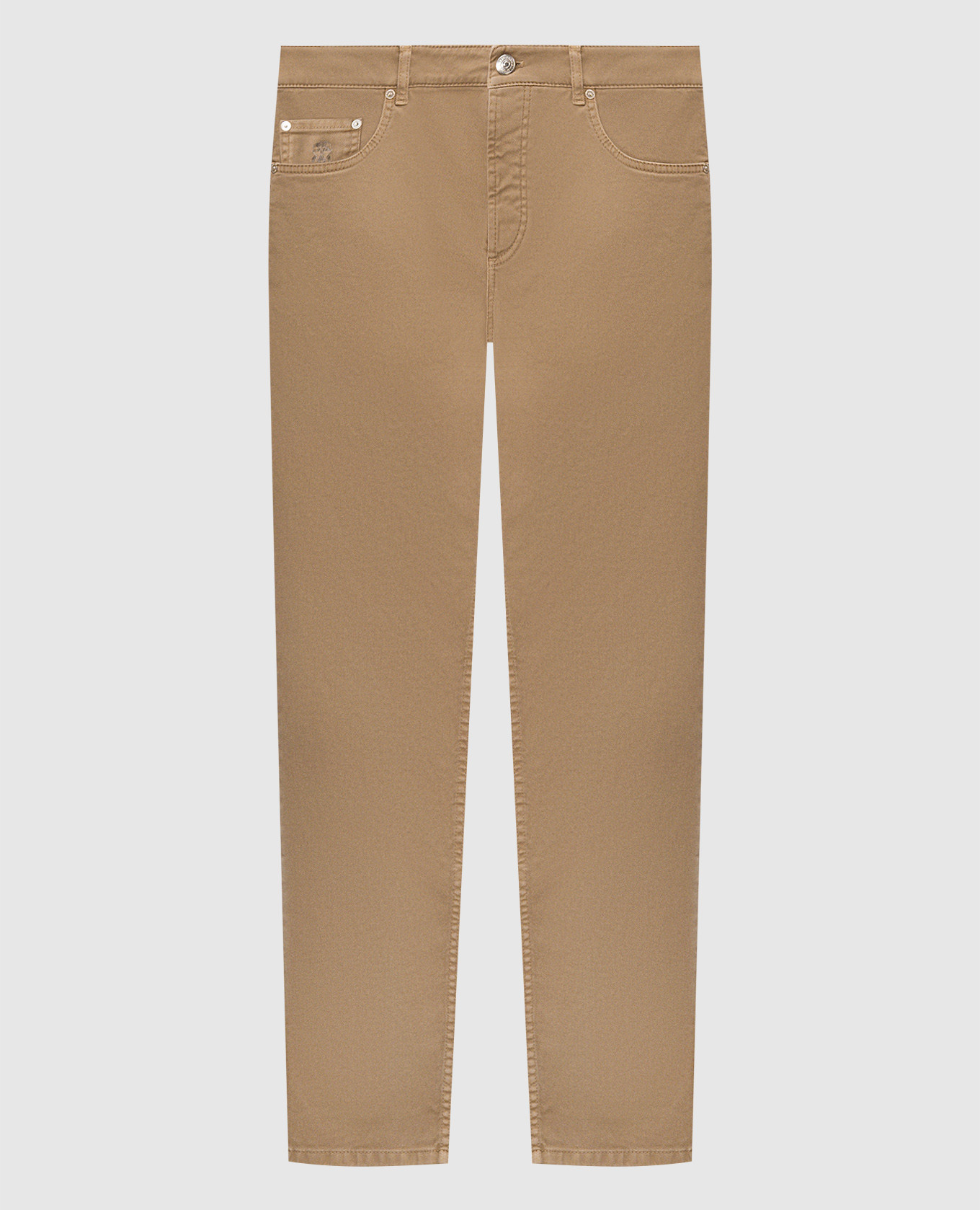 Brown jeans with embroidered emblem