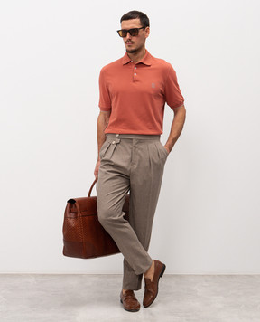 Brunello Cucinelli Red polo shirt with logo print ME8548788