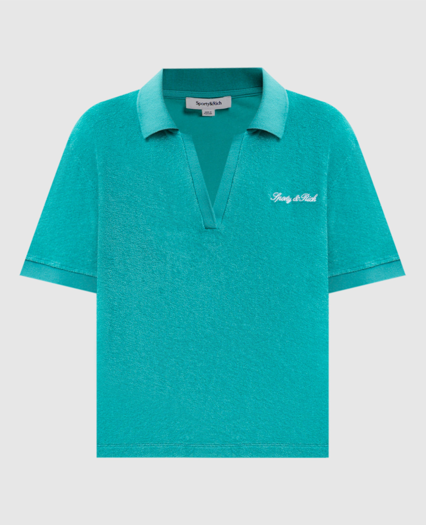 Grünes Frottee-Polohemd mit Logostickerei