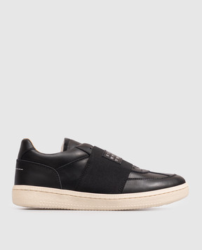 Maison Margiela MM6 Black leather sneakers with logo 839213135