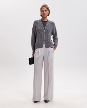 Peserico Gray alpaca cardigan with sequins A99248F05G9100