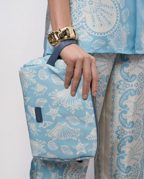 MANTERO 1902 Brenda blue cosmetic bag with linen 1083F0018G00880