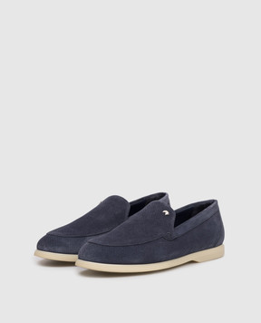 Stefano Ricci Blue suede loafers with perforations UC64G2215SDP