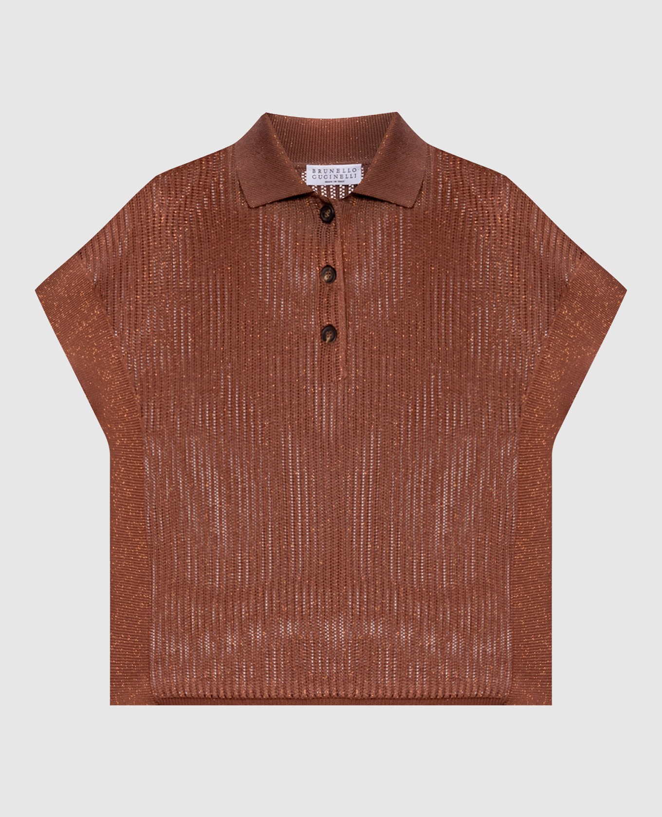 Brown polo with lurex
