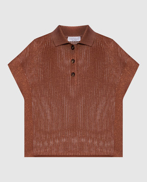 Brunello Cucinelli Brown polo with lurex MST258305