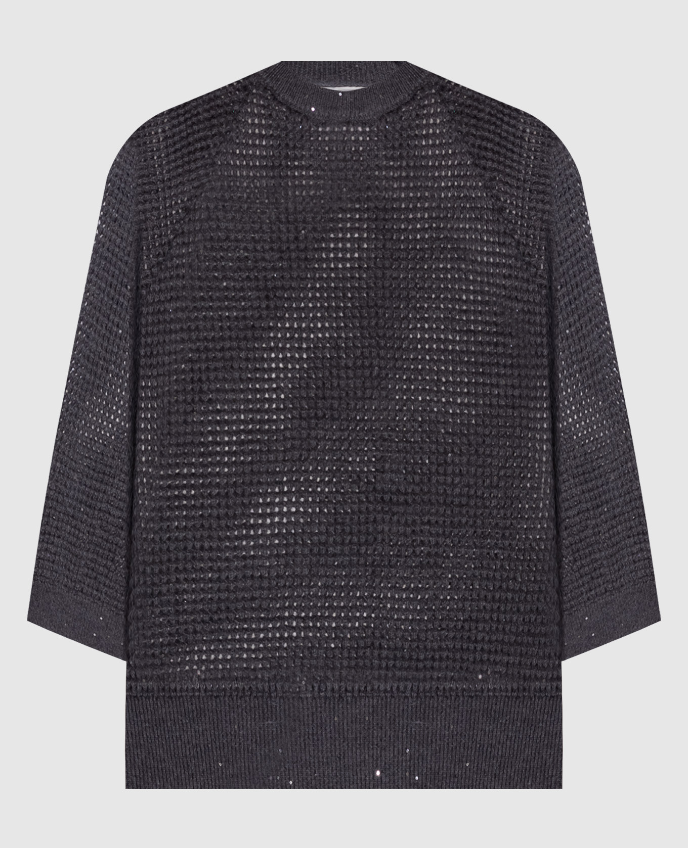 Gray short-sleeved alpaca sweater