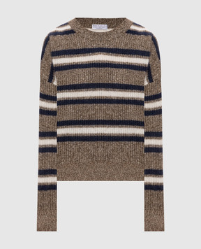 Brunello Cucinelli Brown striped cashmere and wool jumper MTX767910