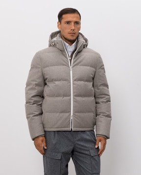 Brunello Cucinelli Gray cashmere and silk patterned down jacket MM4261826