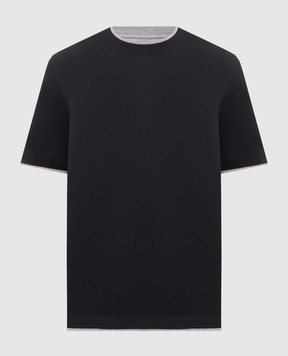 Brunello Cucinelli Black T-shirt with silk MH8367427