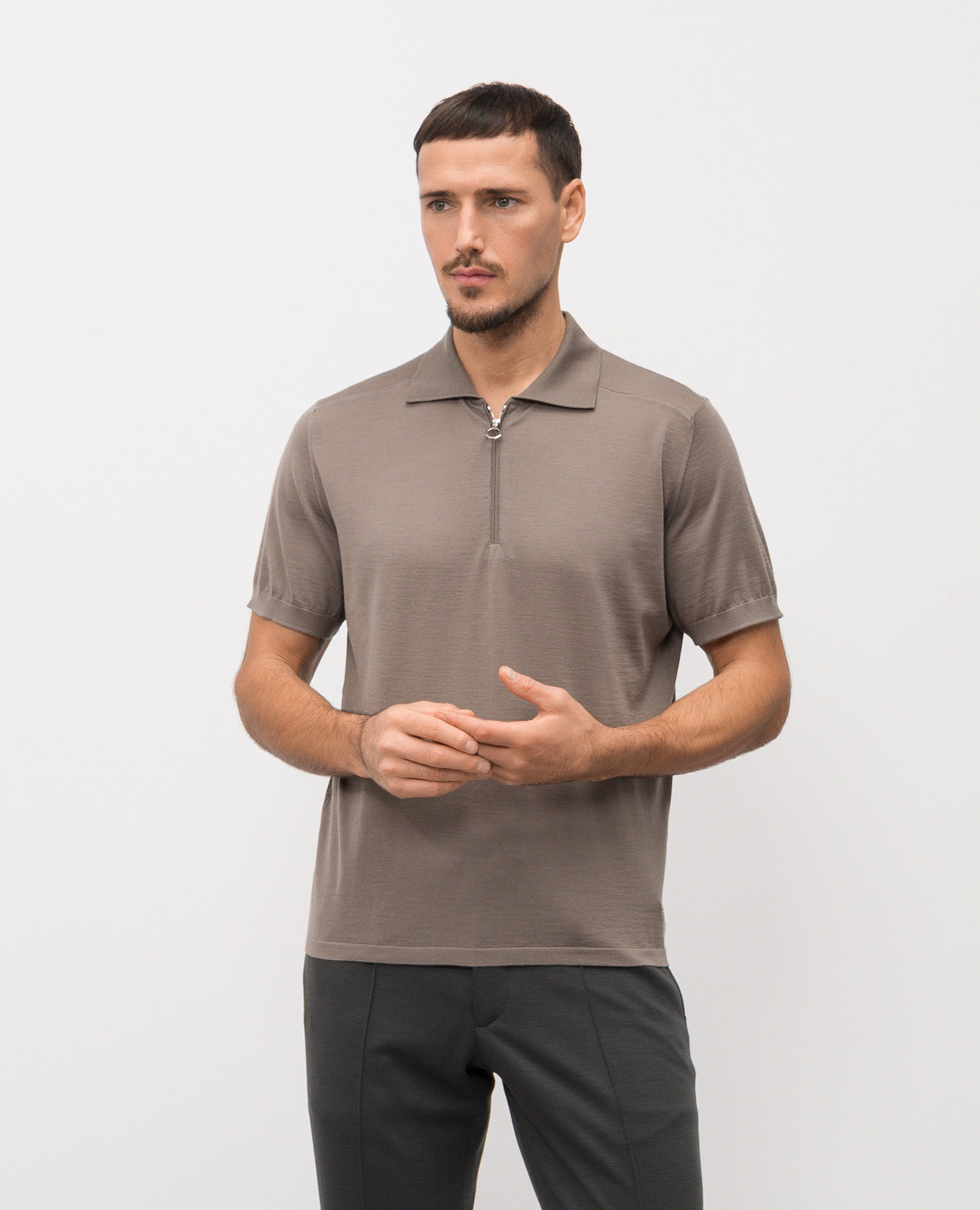 Brown cashmere polo shirt Stefano Ricci 3