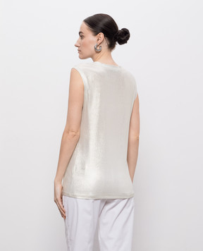 Peserico Ivory T-shirt with monil chain E08700J001116