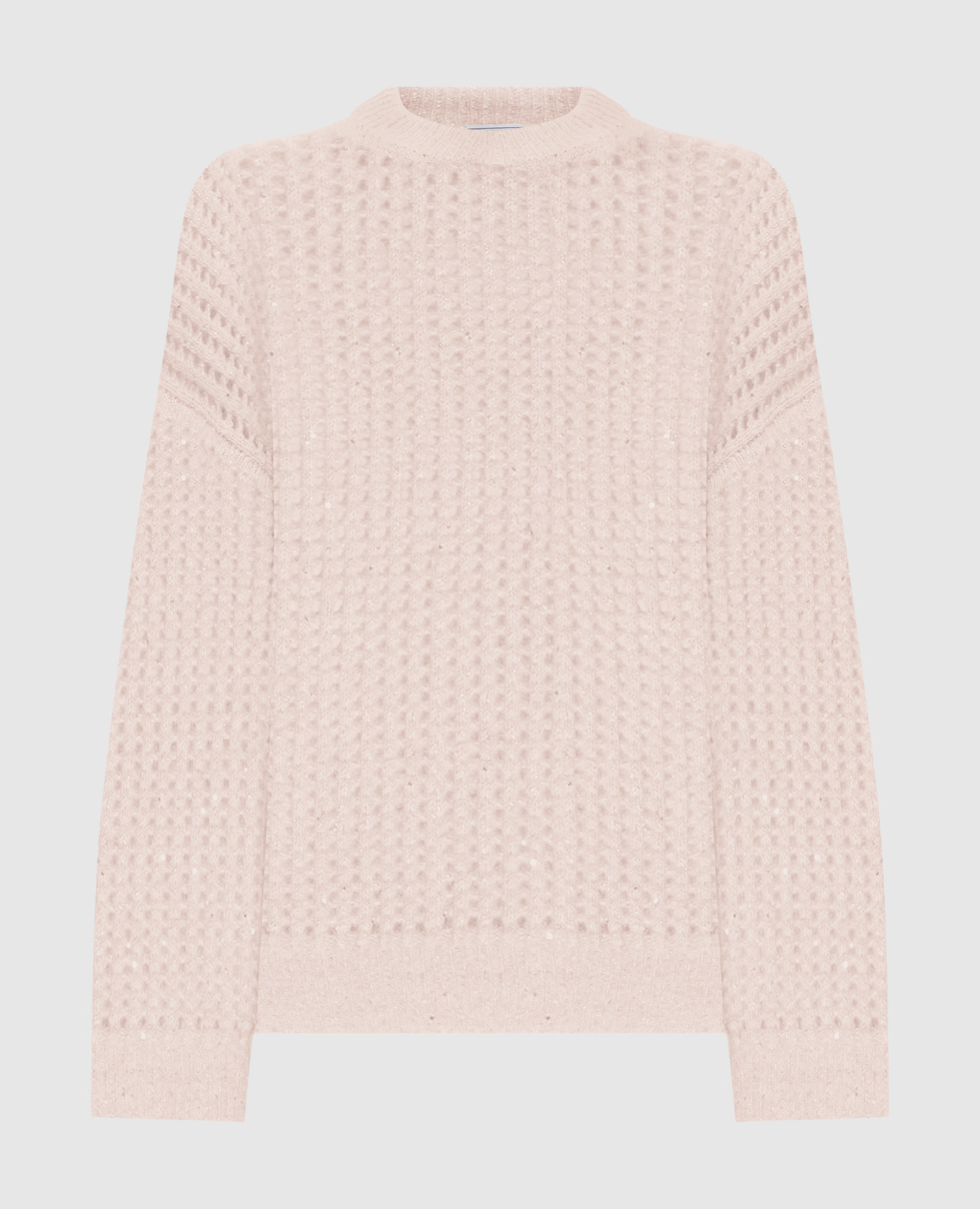 Beige openwork jumper with alpaca wool