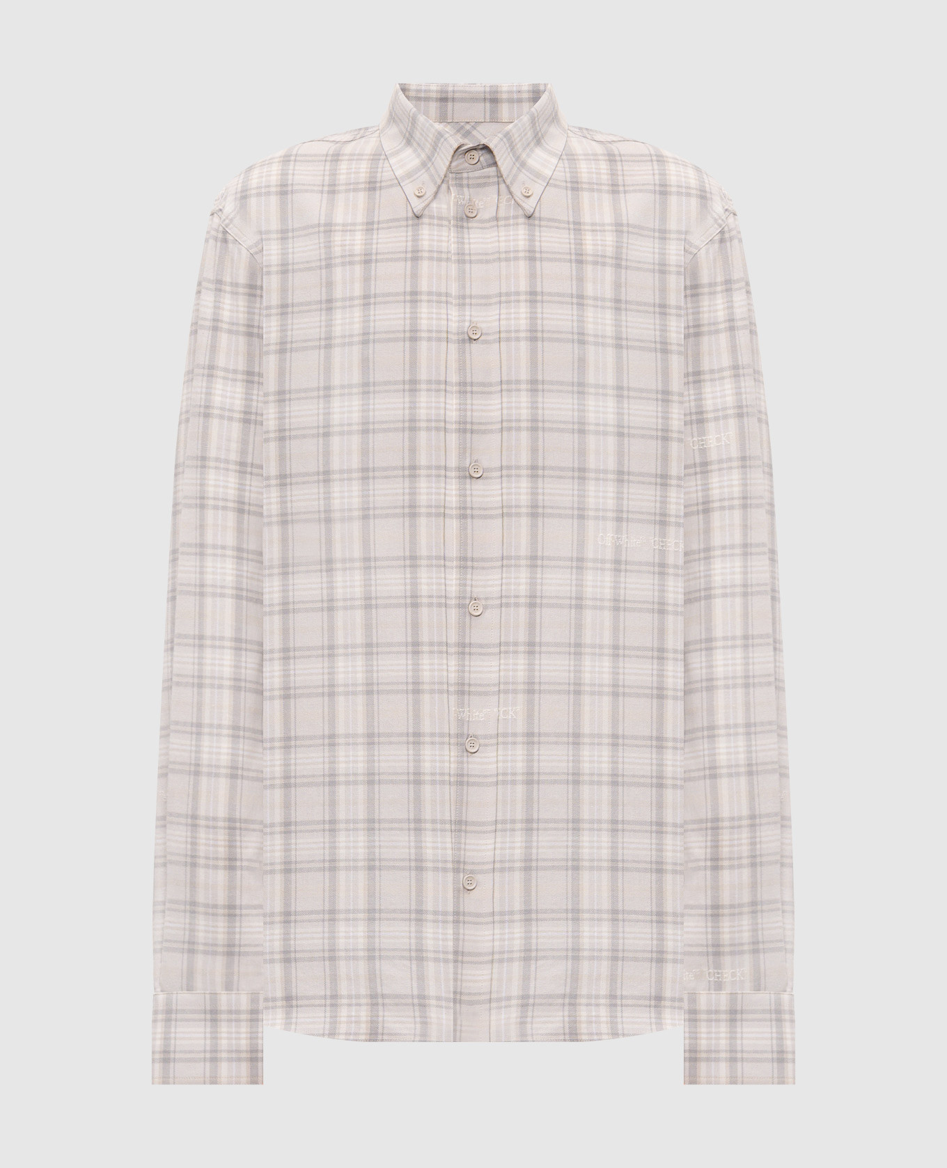 Gray checkered shirt with logo embroidery Off-White