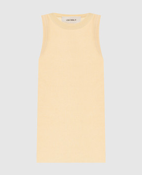 LISA YANG Amya yellow ribbed cashmere top 2026048