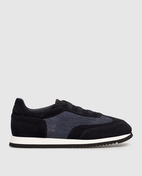 Doucal's Blue combination sneakers with logo DU3389ATLARZ756