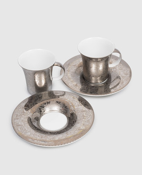 Stefano Ricci Platinum Paisley Porcelain Coffee Cup and Saucer Set OTC001VELIN24pz