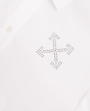 Off-White Children's white shirt dress with crystal emblem 44GDB06NF26F001
