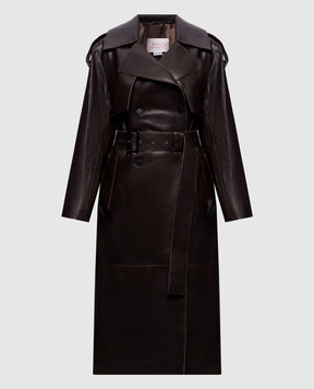 Babe Pay Pls Brown leather trench coat 2409AMAZON
