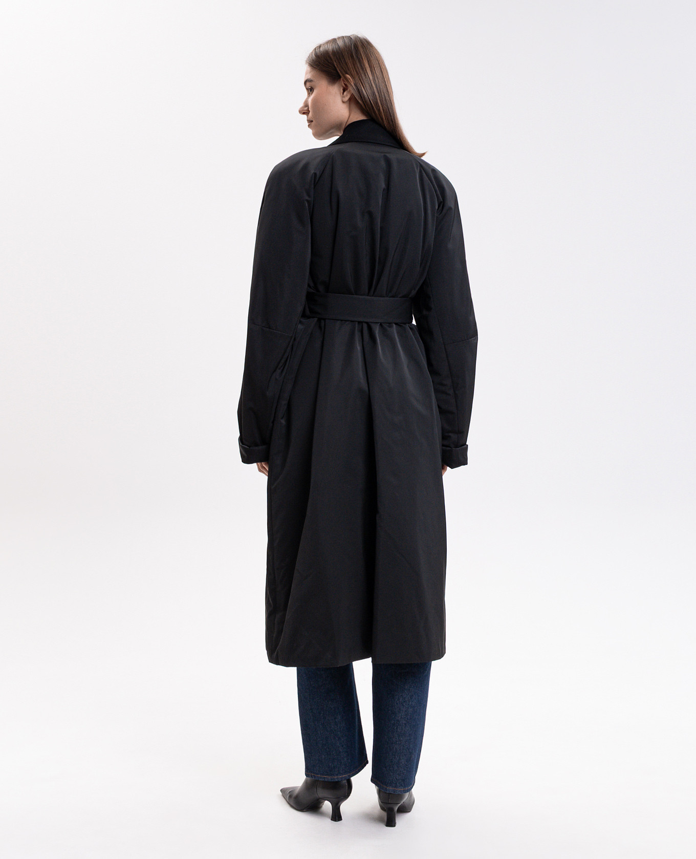 Black insulated raincoat with silk Carven 4