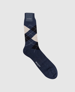 Bresciani Blue socks with geometric pattern MC014IN0014BR