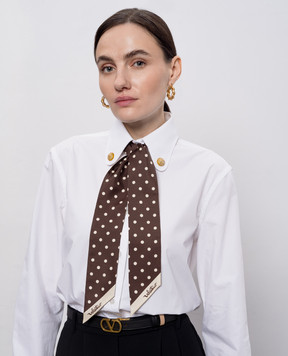 Valentino Brown polka dot silk twill ribbon 8W2E6017XHD