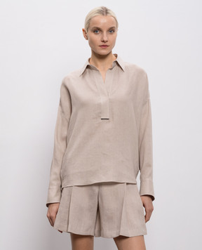 Brunello Cucinelli Beige linen shirt MA698MQ705
