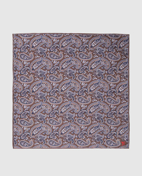ISAIA Brown double-sided printed pachet scarf FZOOO6FZ822