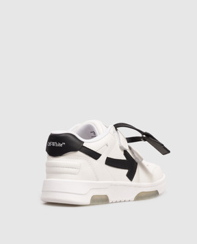 Off-White Out Of Office Kids White Leather Sneakers with Logo OBIA008C99LEA002