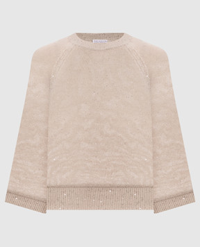 Brunello Cucinelli Beige linen and silk jumper with sequins M10550220