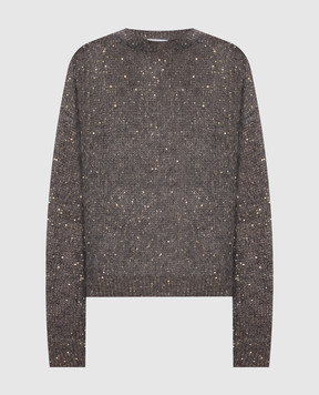 Brunello Cucinelli Gray alpaca sweater with sequins MMS579700P
