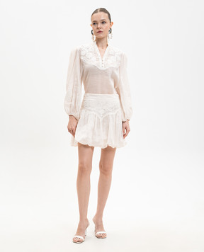 Twinset White mini skirt with broderie embroidery 261TT2293