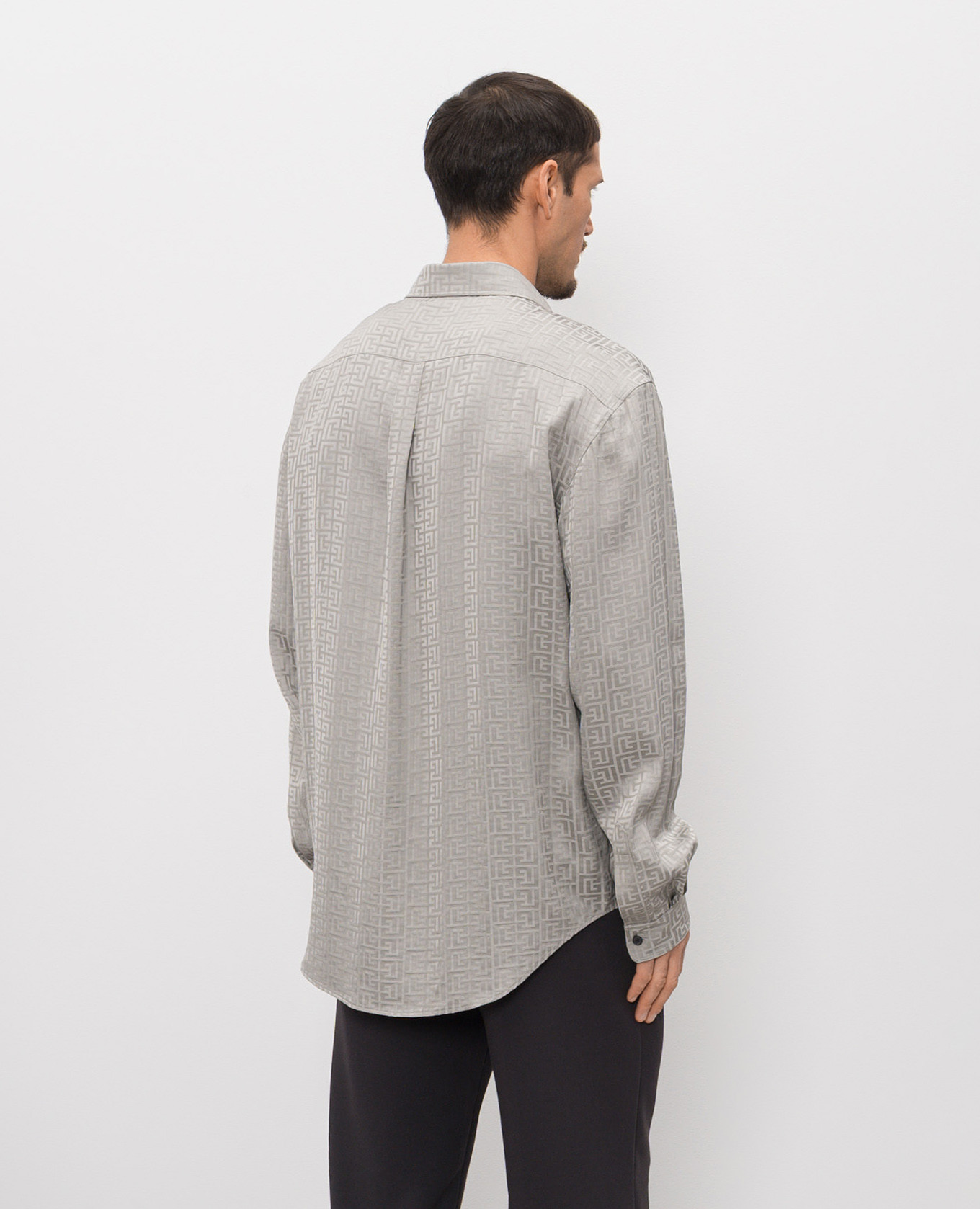 Gray shirt with monogram pattern Balmain 4