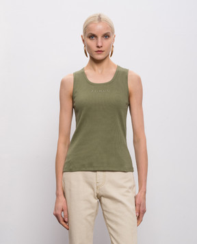 Balmain Khaki ribbed T-shirt GF0EB075BD10