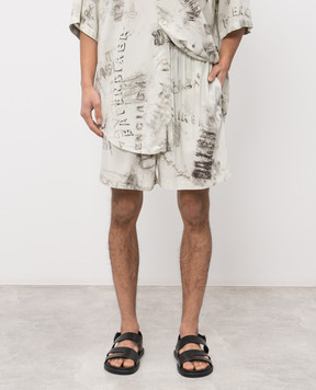 Balenciaga Ivory shorts with logo print 850715TTL78