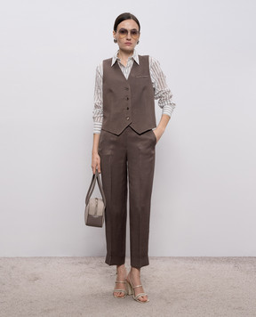 Peserico Brown linen vest A0303101926