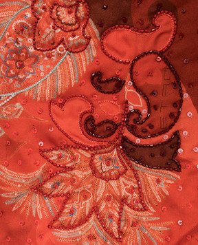 Etro Red silk scarf with fringe print WAXA0022AR117