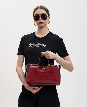 Dolce&Gabbana Vittoria burgundy leather bag with logo BB7896AZ000