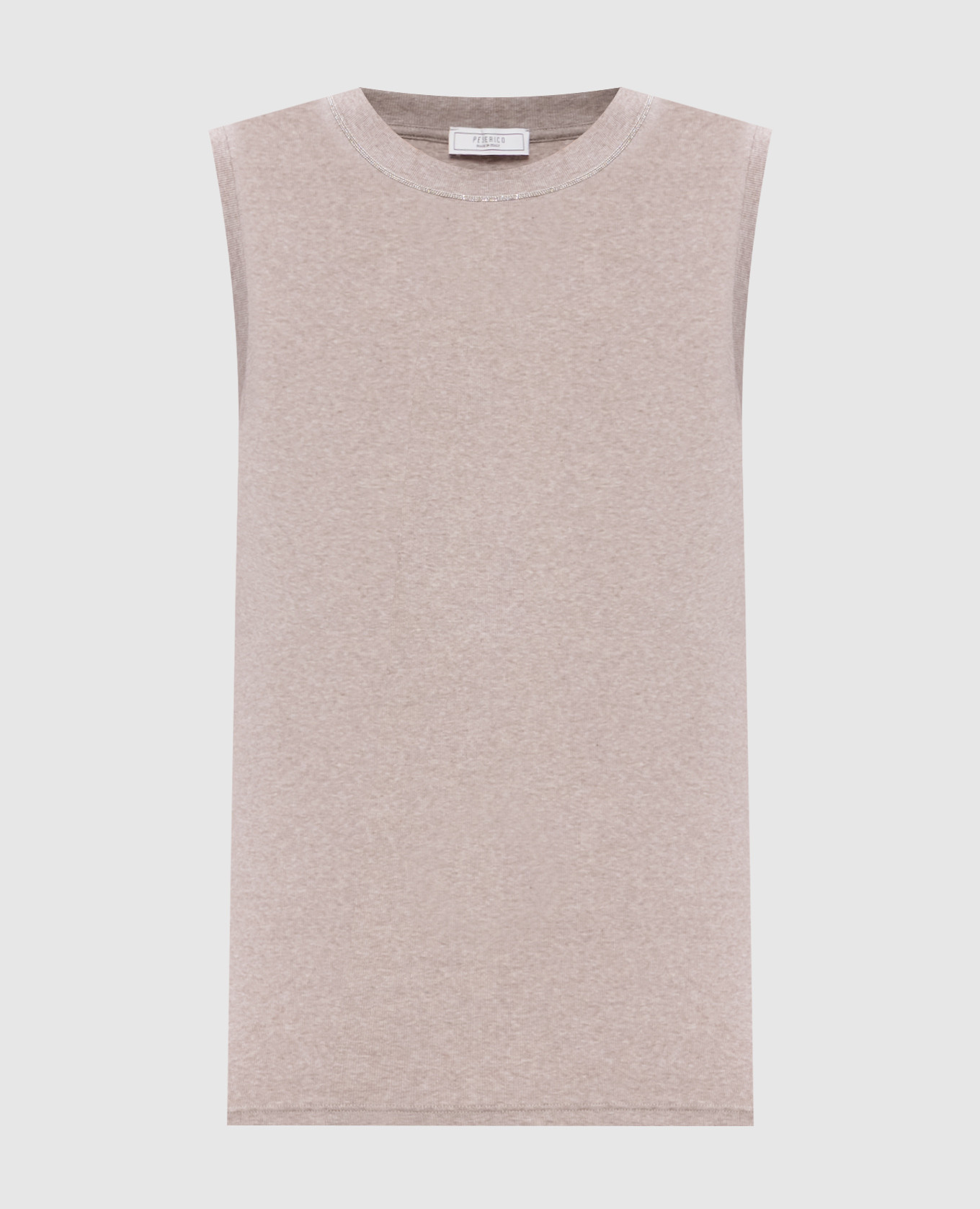 Beige melange top with monil chain