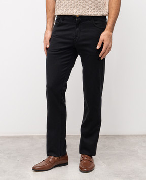 Stefano Ricci Black jeans with logo patch MFT61B1010T286BK