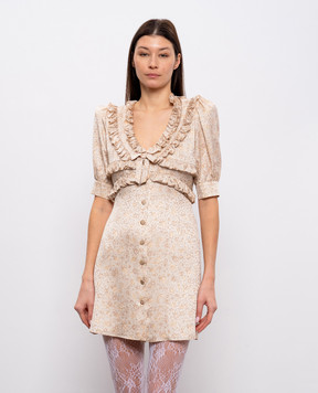 Alessandra Rich Beige silk mini dress with ruffles FABX4297F4670