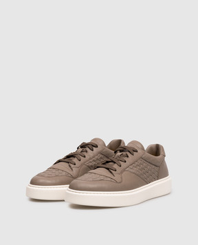 Doucal's Brown leather sneakers with weaving DU3261HAXEUY217